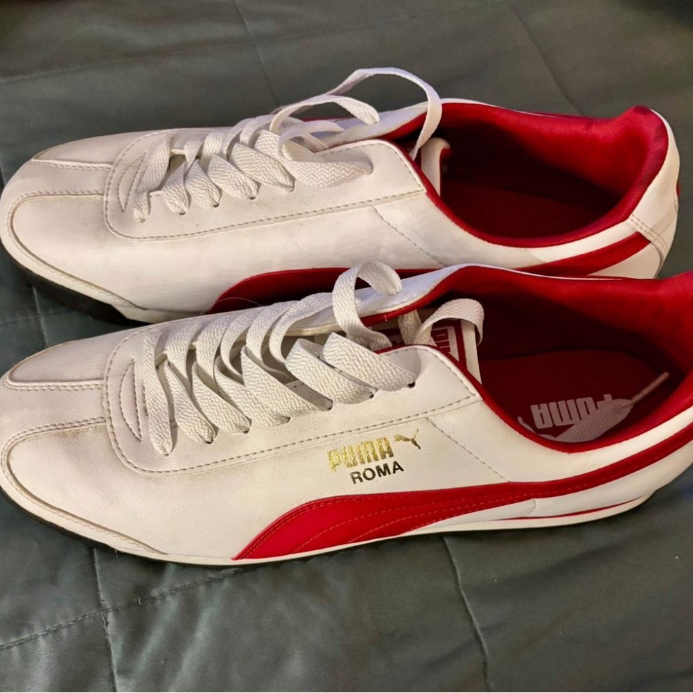 Puma Roma Men's White and Red Shoes